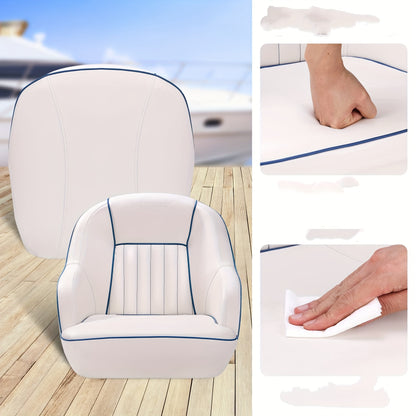 Bootstoel Captain’s Chair – Boordstoel – Vissersstoel – Pontoon Stoel – Bootzitje – Marine kwaliteit – Ergonomische rugleuning & comfortabele zitting – Eenvoudige montage – Wit met blauwe accenten