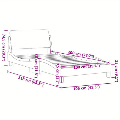 Bed frame without mattress dark grey 100x200 cm fabric with Slat Support Platform Bed Frame Suitable for Mattress Size 100 x 200 cm for Bedroom Style D