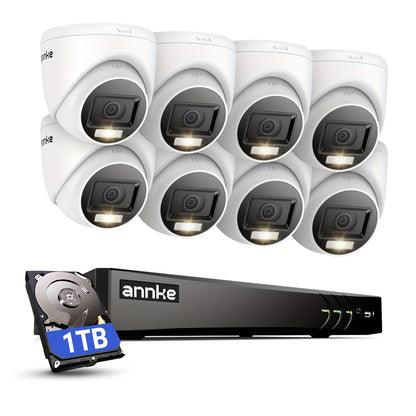 8-kanaals beveiligingssysteem – camerasysteem – bewakingsset – CCTV kit – beveiligingscamera’s – AI intelligente detectie – 1TB opslag – nachtzicht 20 meter