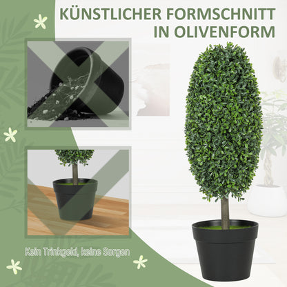 Kunstplanten – Nepsplanten – Kunstbomen – Decoratieplanten – Set van 2 – Onderhoudsvrij – UV-bestendig – 60 cm met Betonpot