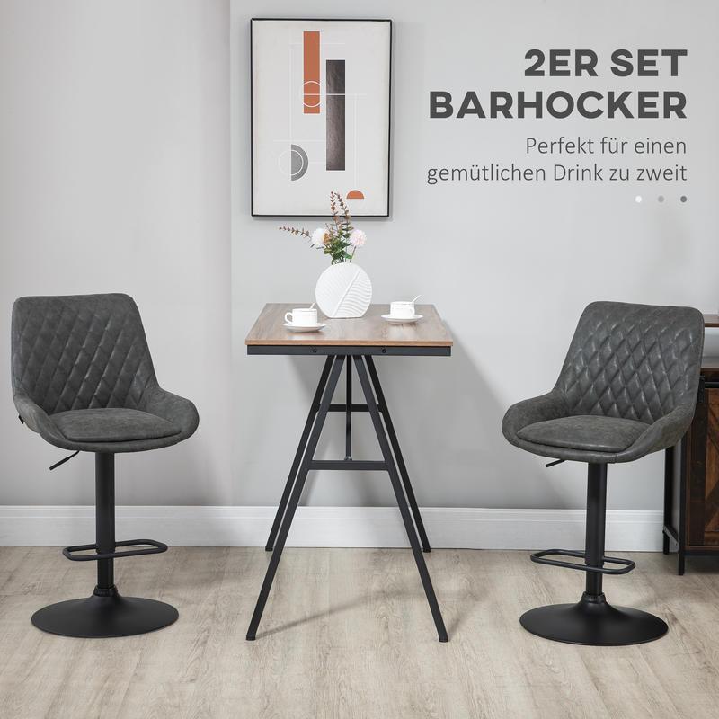 Barstoel Verstelbaar – Barkruk – Barstoelen – Keukenstoel – Hoge Stoel – Met Voetsteun – Donkergrijs Zwart – Hoogwaardig Hardhout Metaal – Comfortabel Ergonomisch