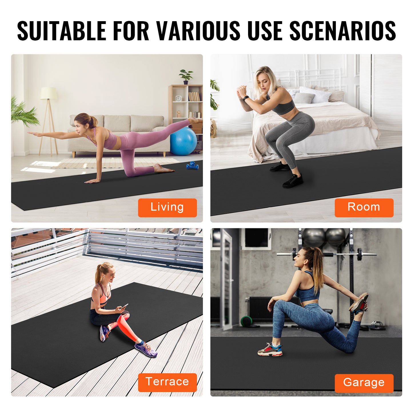Fitnessmat – Yogamat – Pilatesmat – Workoutmat – Trainmat – Extra Groot 12x6ft – Antislip PVC 7mm Dikte