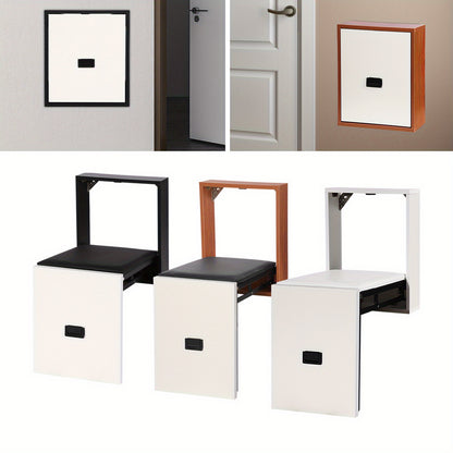 Opklapbare Wandkruk – Opklapbare Zitkruk – Wandstoel – Schoenenkruk – Compacte Kruk – Wit – Ruimtebesparend Design – Stevige Spaanplaat Met PVC Bekleding