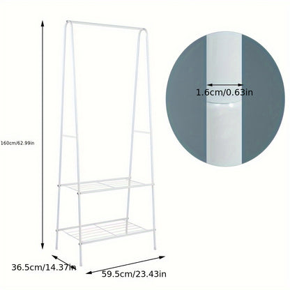 Kledingrek – Garderoberek – Kapstok – Kledingstandaard – Opbergrek – Vrijstaand – Metaal – Met Schoenenrek – 160 cm Hoog – Stevig Gepoedercoat Staal