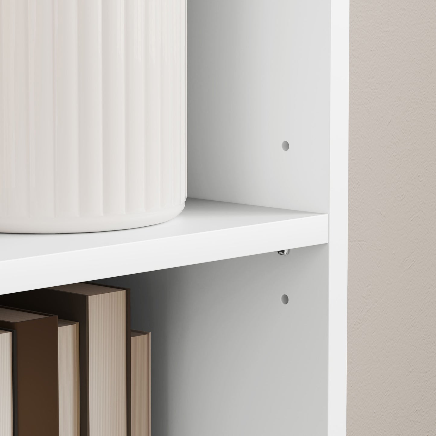 Boekenkast – Boekplank – Opbergkast – Wandrek – Stellingkast – Wit Houten Design – 5 Verstelbare Planken – Compact Hoogte 133,5 cm