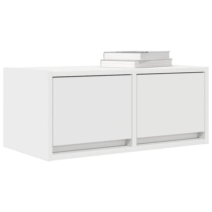 2pcs White Modern Minimalist Floating TV Stand with Storage - Heavy-Duty Hardwood Construction, Wall-Mounted Media Console with Open & Closed Shelving, Space-Saving Design for Flat-Screen TVs, Cable Management System, Easy As