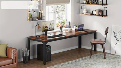 Computerbureau – Bureau – Werkplek – Bureau voor Thuiswerken – Dubbel Bureau – Extra Ruim 200 cm – Stevig Metalen Frame