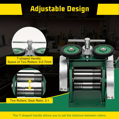 Rollersluiter – Rolling Mill – Metaalroller – Draadroller – Handmatige Walsmachine – Verstelbare Dikte 0,01-18 mm – Gietijzer en Staal