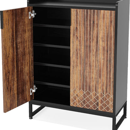Schoenenkast – Schoenenrek – Schoenopberger – Schoenenkastje – Schoenmeubel – Smal Design – Hout Met Metaal – 25 Paar – Moderne Witte Kast Met Gouden Details