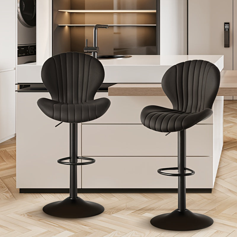 Barstoel – Barkruk – Barstoel Set – Keukenstoel – Barstoel Met Rugleuning – 360° Draaibaar – Metaal – Zithoogte Barkruk