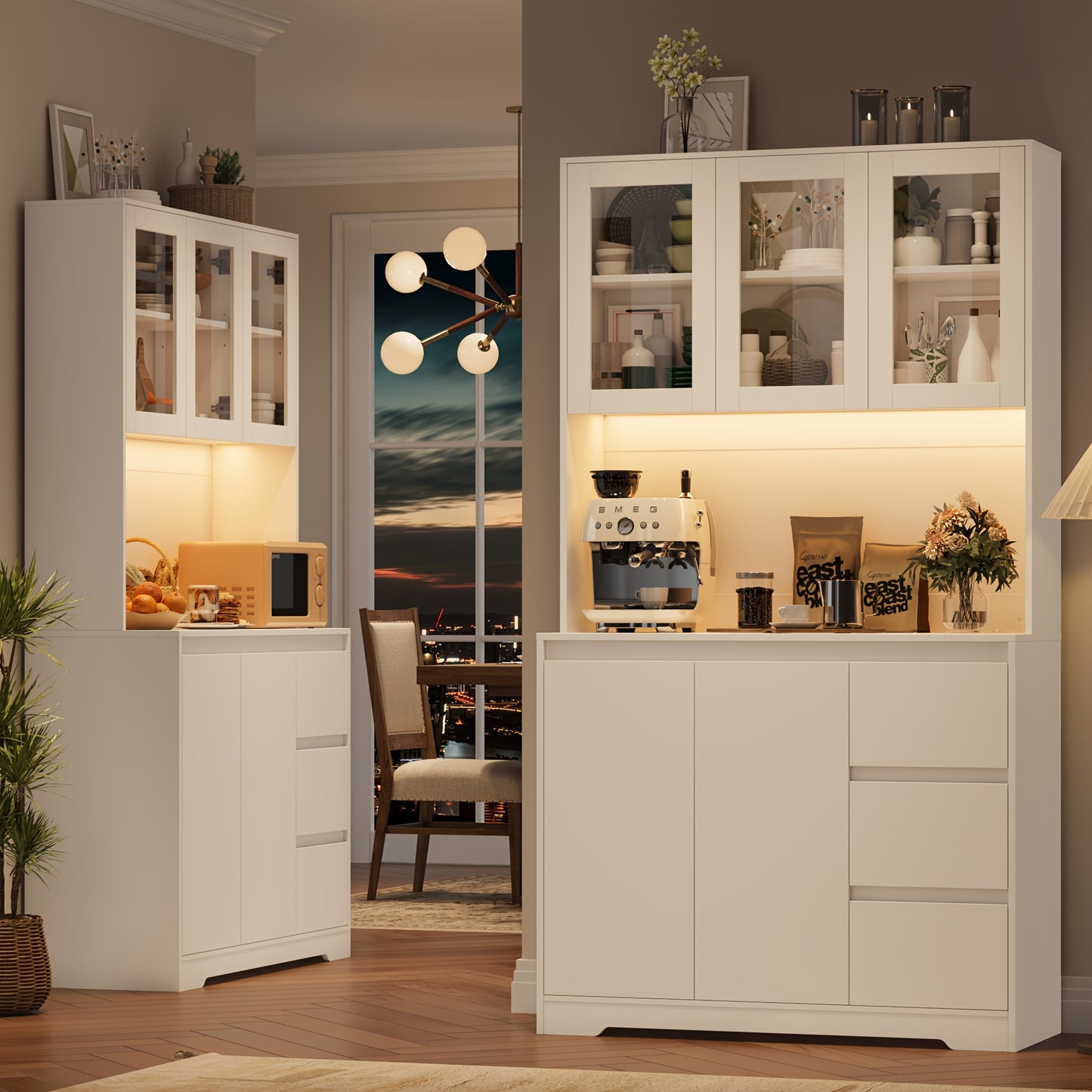 Dressoir – Ladekast – Opbergkast – Buffetkast – Keukenkast – Wit – 180x100x38,5 cm – 3 Lades & 5 Deuren Met Verstelbare Planken