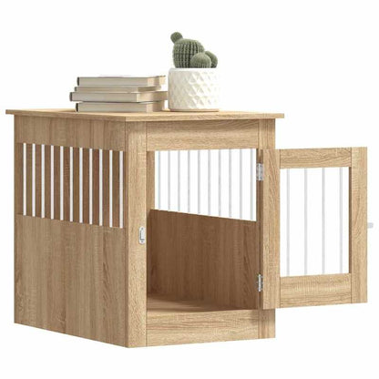 Hondenbench – Hondenkooi – Hondenhuis – Hondenbox – Hondenrek – Houten Sonoma Eiken – Stevige Massief Hout Constructie – Met Slot & Bijzettafel Capaciteit 40 kg