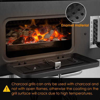 Gietijzeren Barbecue – Houtskool Grill – BBQ – Buitenkeuken – Grilloven – Duurzaam Gietijzer – Compact Kookoppervlak – Grijs