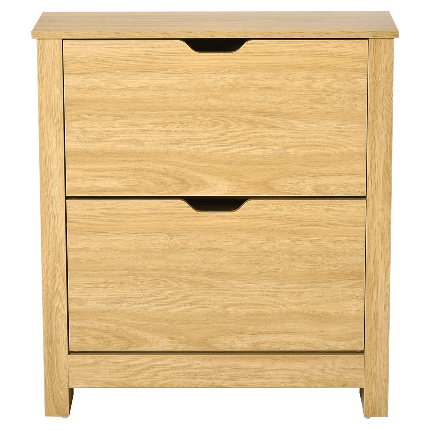 HOMCOM Shoe Cabinet with 2 Folding Doors and 2 Compartments, Natural Wood Particle Panels