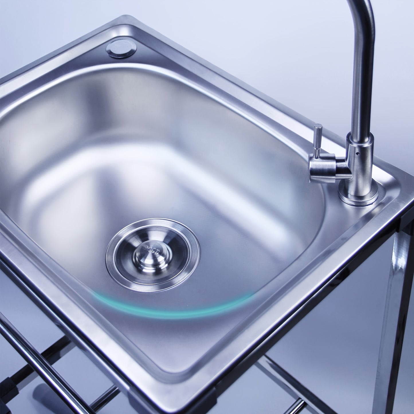 Single Bowl Kitchen Sink, Freestanding Sink with Hot And Cold Water Faucet, Portable Camping Sink, Suitable for Outdoor/Indoor Single Bowl Washbasin, 1 Bowl Commercial Sink, Portable Sink, Kitchen Sink Single Bowl, Outdoor Si
