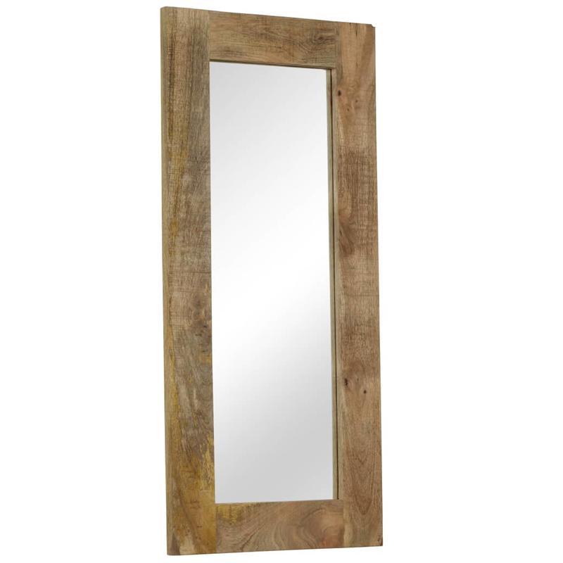 Wandspiegel – Ovale Spiegel – Badkamerspiegel – Staande Spiegel – Woonaccessoire – Massief Mangohout – 50x110 cm – Vochtbestendig & Unieke Houtnerf