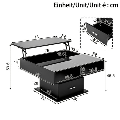 Salontafel Verstelbaar – Koffietafel – Woonkamertafel – Bijzettafel – Lift-Top Tafel – Verstelbare Hoogte – Stevig Stalen Frame – Geen Montage Nodig