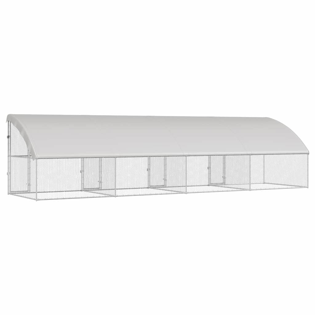 Kippenren – Kippenhok – Buitenren – Pluimveeverblijf – Houten Kippenren – 800x200x198,5 cm – Gegalvaniseerd Staal & Weerbestendig