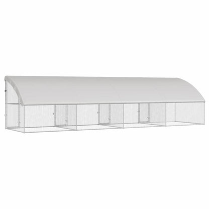 Kippenren – Kippenhok – Buitenren – Pluimvee Verblijf – Dierenhok – Gegalvaniseerd Staal – Weerbestendig – 600x200x198,5 cm