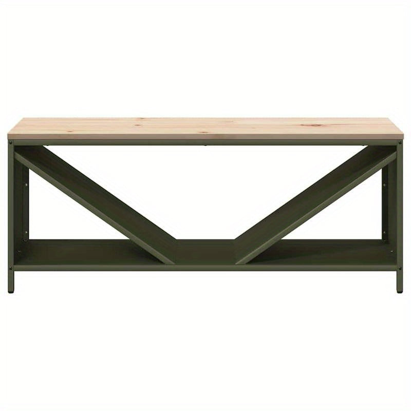 Houtopslag – Brandhoutrek – Haardhoutrek – Houtberging – Haardhoutopslag – Roestvrijstalen Frame – Uittrekbaar Ontwerp 100,5x35,5x40 cm – Weerbestendig Buitengebruik – Olijfgroen Houten Blad