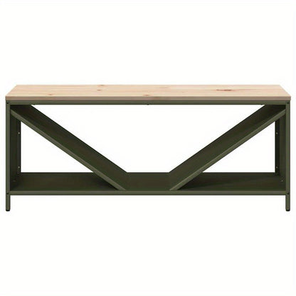 Houtopslag – Brandhoutrek – Haardhoutrek – Houtberging – Haardhoutopslag – Roestvrijstalen Frame – Uittrekbaar Ontwerp 100,5x35,5x40 cm – Weerbestendig Buitengebruik – Olijfgroen Houten Blad