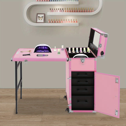 Make-up Tafel – Kaptafel – Make-up Organizer – Vanity Tafel – Schminktisch – Roze – Duurzaam ABS Materiaal – Inklapbaar Met Wachtwoordslot