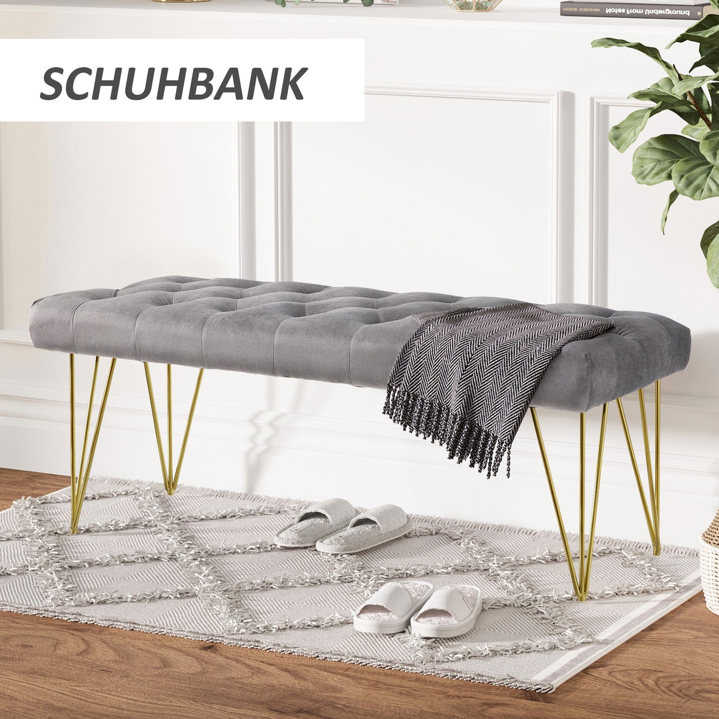 Piano Bankje – Pianobank – Pianokruk – Keyboard Bank – Zitbankje – Fluwelen Bekleding – Stabiel Metaalframe 116 x 44,5 x 49 cm