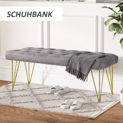 Piano Bankje – Pianobank – Pianokruk – Keyboard Bank – Zitbankje – Fluwelen Bekleding – Stabiel Metaalframe 116 x 44,5 x 49 cm