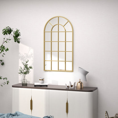 Wandspiegel – Raamspiegel – Halspiegel – Decoratieve Spiegel – Goudkleurige Spiegel – Metaal Frame – 110x65 cm – Veilig Meerlaags Glas
