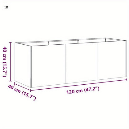 Plantenbak – Bloembak – Balkonbak – Plantenmand – Plantenschaal – Roestkleur – Weerbestendig Staal – 120x40x40 cm – Robuuste Industrieel Design