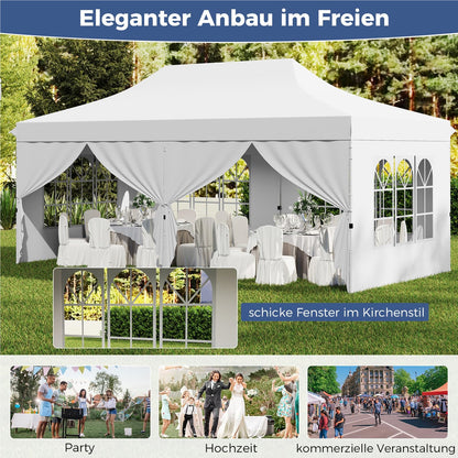 Vouwtent – Partytent – Evenemententent – Tuinkamer – Garden Pavilion – 3x6m Wit – Waterdicht – UV Bescherming 50+