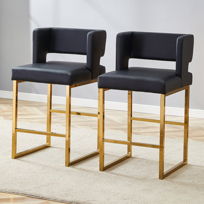 2 Sets of Nordic-Style Black Bar Stools | Square Design with Golden Metal Legs for a Sleek And Comfortable Look, Designed to Meet Diverse Product Needs, Metal Material, Assembled