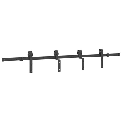 Schuifdeursysteem – Schuifdeur Systeem – Schuifdeurbeslag – Barn Deur Set – Railsysteem – Zwaar Stalen Constructie – 200 cm Zwarte Rail – Stevig & Soepel Schuivend