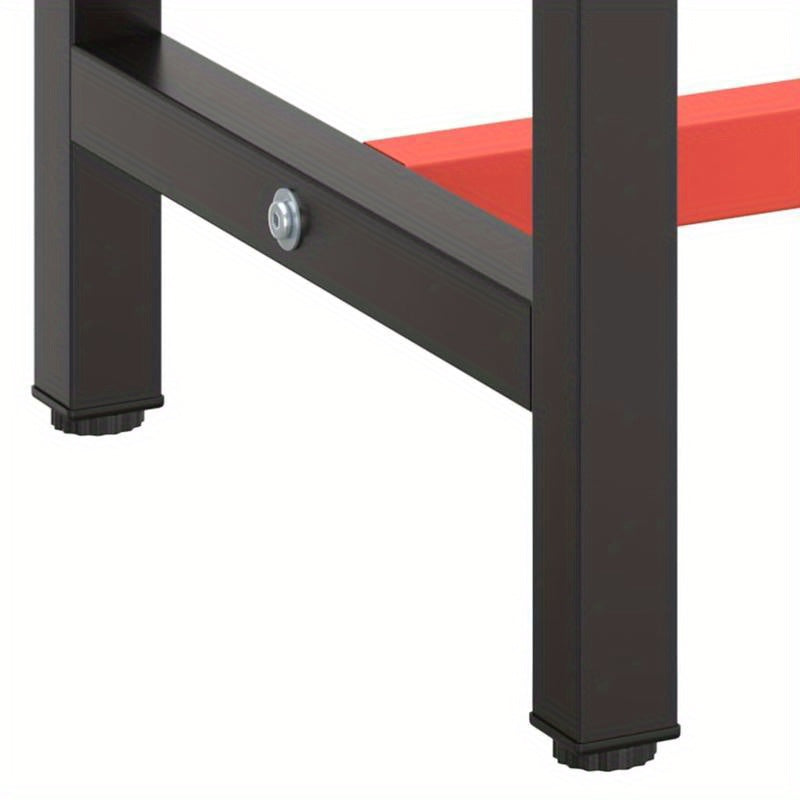 Werkbank – Werktafel – Werkplek – Werkstation – Werkblad – Metaal – Mat Zwart Rood – 210x50x79 cm – Robuust & Stabiel - QUORE