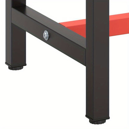 Werkbank – Werktafel – Werkplek – Werkstation – Werkblad – Metaal – Mat Zwart Rood – 210x50x79 cm – Robuust & Stabiel - QUORE