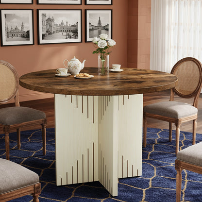 Ronde Eettafel – Eettafel Rond – Tafel Met Centrale Poot – Ronde Tafels – Keukentafel Rond – 100 cm Diameter – Stevige Kruisvoet & Krasbestendig Tafelblad