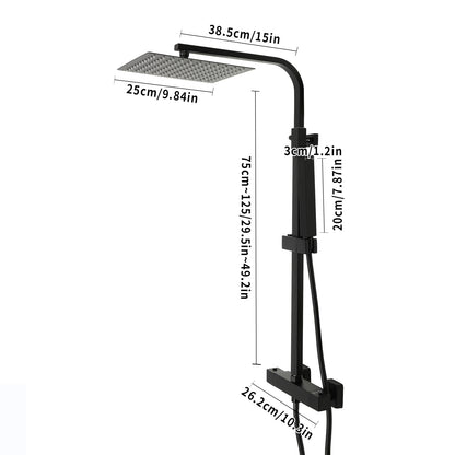 TOOL1SHOOO Constant Temperature Rain Shower System - Modern Black Design, 360° Rotatable 9, 213.36cm Top Shower Head, Adjustable Height 73.66-124.46cm with Stainless Steel Hose & Ceramic Valve Core, Wall-Mounted for Home, Ho
