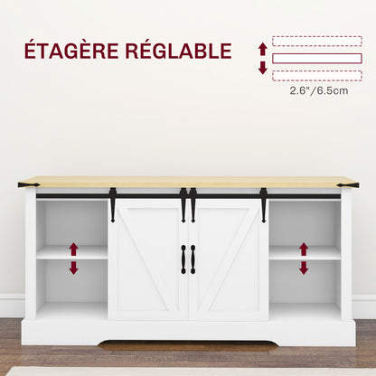 Dressoir – Buffet – Opbergkast – Tv-meubel – Woonkamerkast – Wit Eikenhout – 150x40x72 cm – Schuifdeuren Met Verstelbare Legplanken