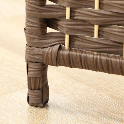 Roomdivider – Scheidingswand – Kamerscherm – Vouwscherm – Raumteiler – 3-delig Vouwbaar – Natuurlijk Dennenhout & Rotan Patroon – Bruin