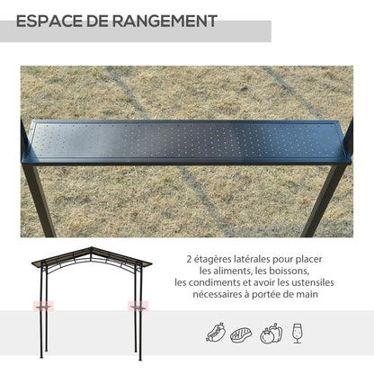 Barbecue Paviljoen – Tuinpaviljoen – BBQ Overkapping – Barbecue Schuilhut – Buitenverblijf – Aluminium en Metaal – Dubbel Polycarbonaat Dak – 2,5x1,5 Meter – Zwart