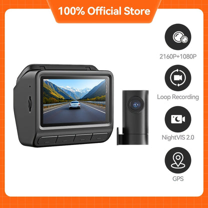 Dashcam – Auto Camera – Dashboardcamera – Voor- en Achtercamera – Dual Channel – Super Nachtzicht – 4K Front & Full HD Rear – Wifi Met App - QUORE
