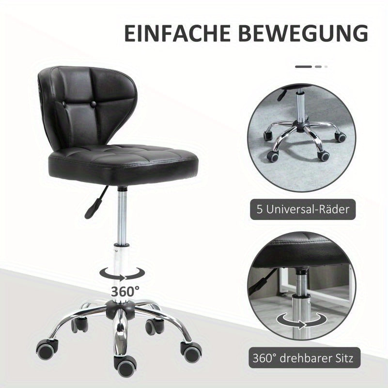 Barkruk – Barstoel – Draaistoel – Kruk – Zitstoel – Verstelbare Zithoogte 72-87 cm – Donkergrijs Synthetisch Staal – Met Rugleuning – Set van 2