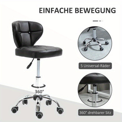 Barkruk – Barstoel – Draaistoel – Kruk – Zitstoel – Verstelbare Zithoogte 72-87 cm – Donkergrijs Synthetisch Staal – Met Rugleuning – Set van 2