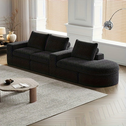 Hoekbank – Hoeksalon – L-bank – Modulair – Slaapbank – Zwart – Chaise Lounge – Zachte Katoenvulling – Zonder Hout