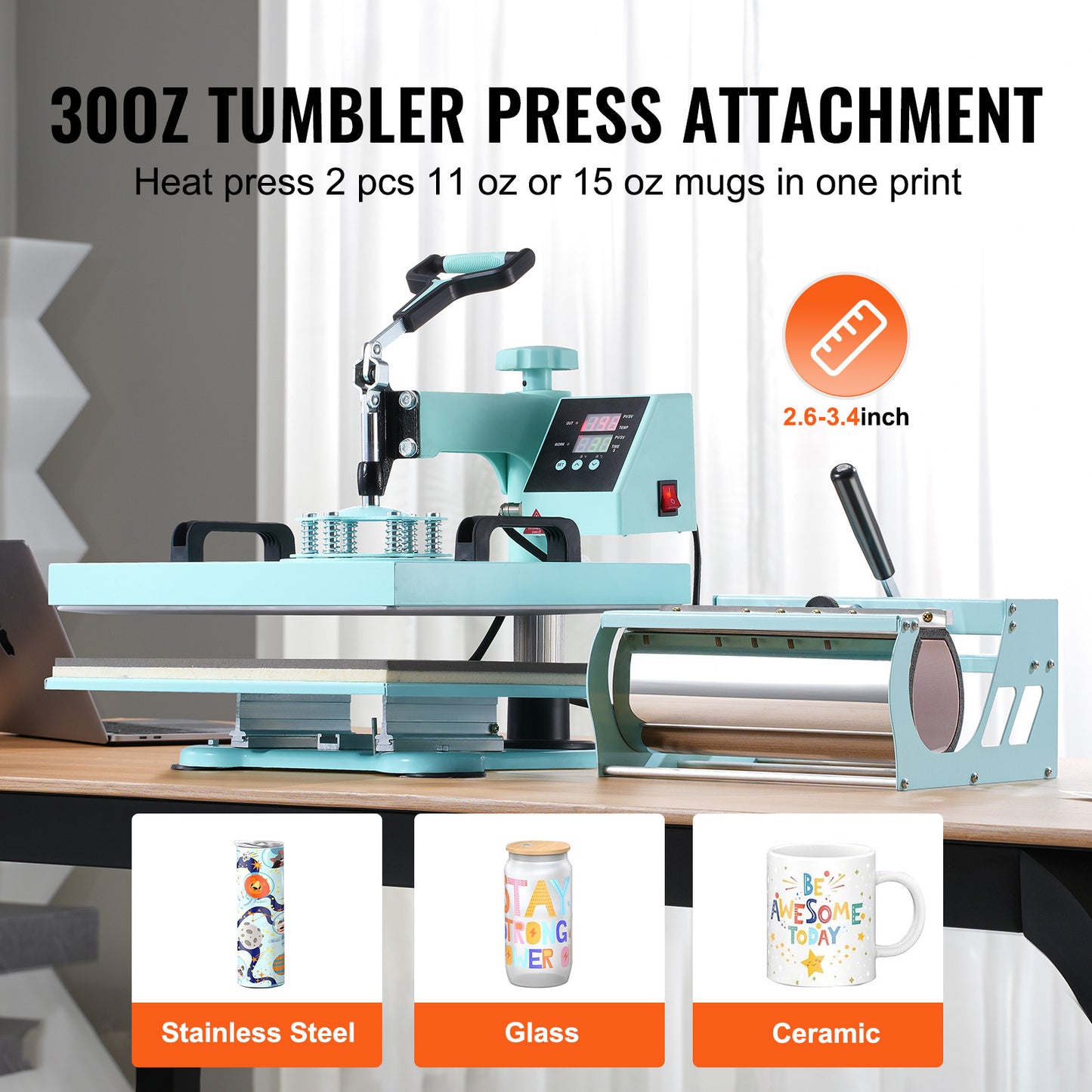 Transferpers – Hittepers – Heat Press – Warmtepers – Drukpers – 8-in-1 Multifunctioneel – Groot Persoppervlak 38x38 cm