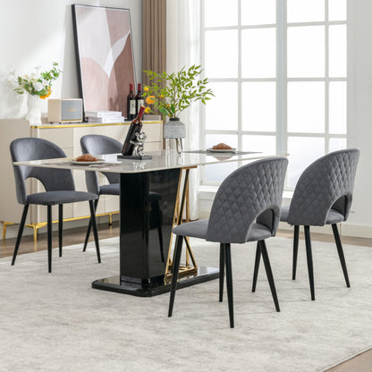 Eetkamerstoel – Stoel – Designstoel – Beklede Stoel – Fluwelen Stoel – Grijs + Fluweel – Verstelbare Poten – Robuust Metalen Frame