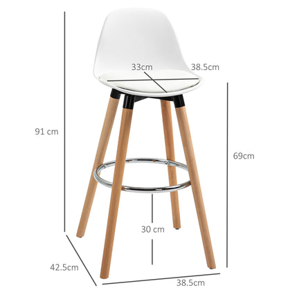 Barstoel – Barkruk – Barstoel Set – Keukenstoel – Bistrostoel – Scandinavisch Design – Massief Beukenhout – Zithoogte 69 cm
