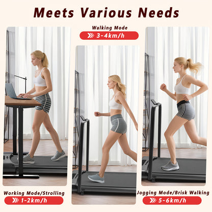 Loopband – Treadmill – Loopapparaat – Fitnessband – Wandelmachine – 2-in-1 Met Armleuningen – 6% Helling – Stil En Compact – Afstandsbediening – Zwart