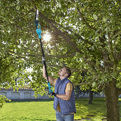 Elektrische Snoeizaag – Kettingzaag – Takkenzaag – Snoeistem – Accuzaag – Draadloos Met Uitschuifbare Steel – Krachtige Brushless Motor – 2x 3000mAh Batterijen – Blauw