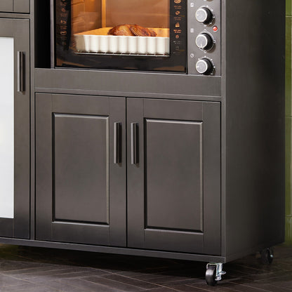 Keukentrolley – Serveerwagen – Keukenwagen – Keukenrek – Opbergkar – MDF Zwart – 88,5x89x40 cm – 60 kg Draagvermogen